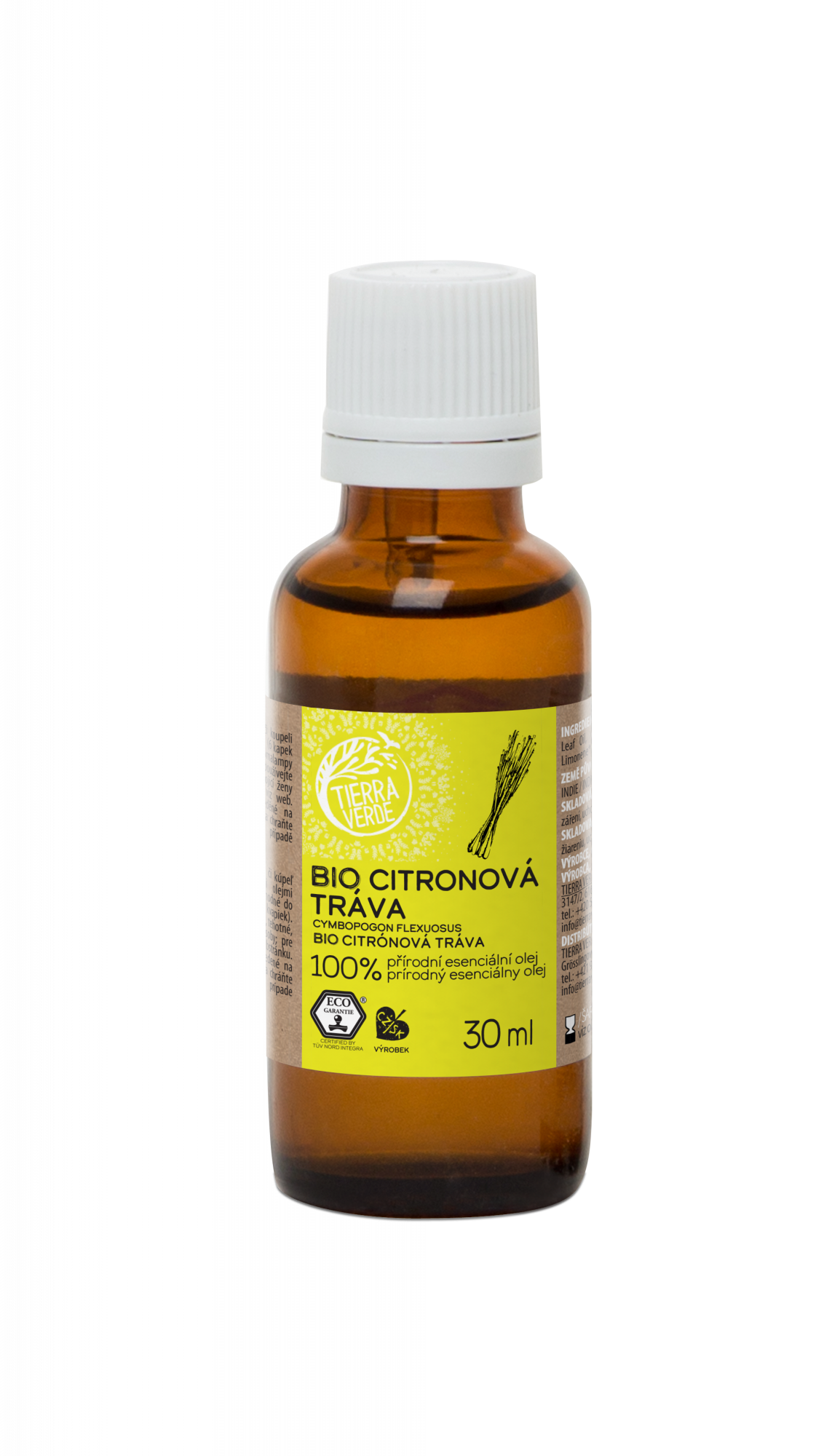 Tierra Verde Esenciální olej Citronová tráva BIO - 30 ml - pomůže při vyčerpání