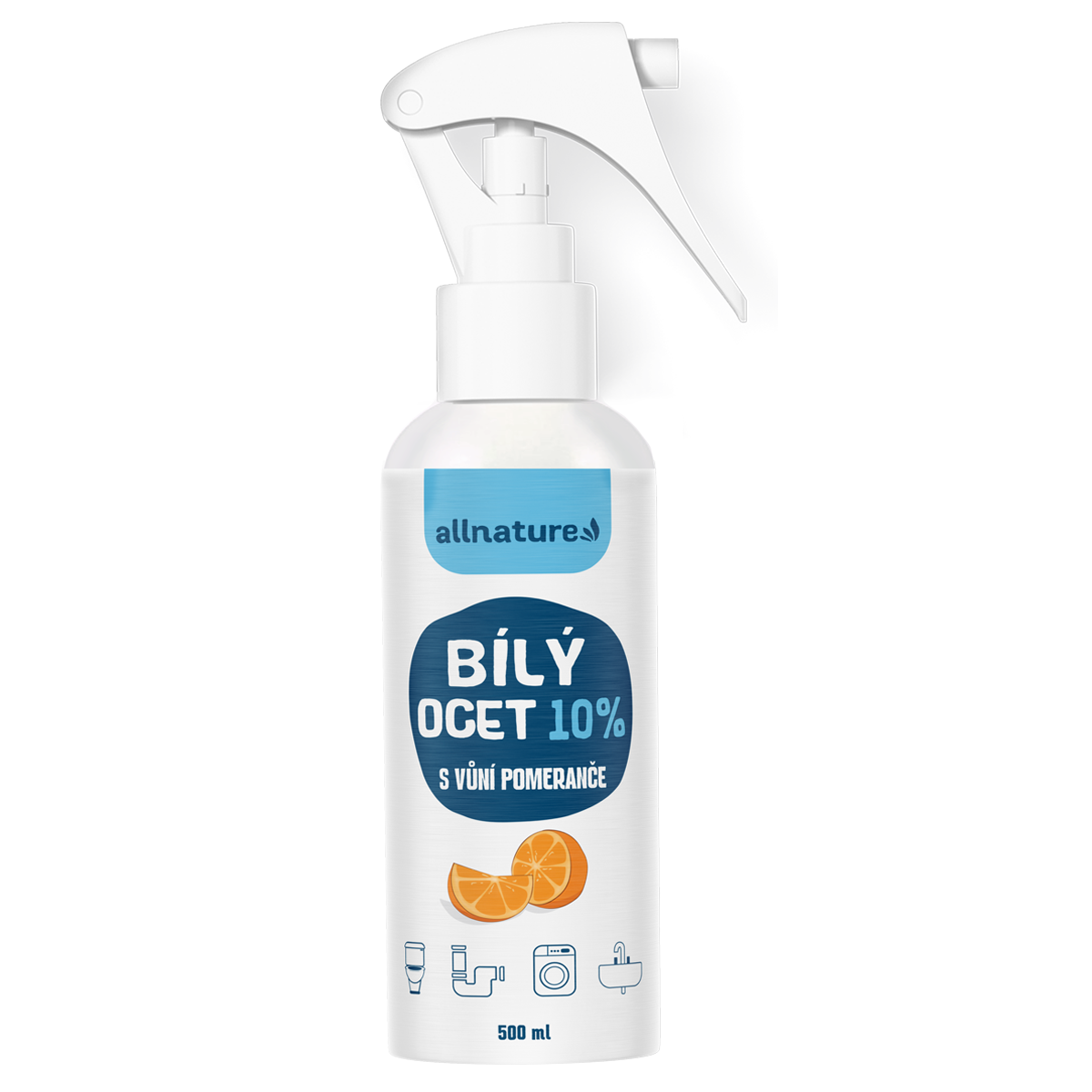 Allnature Bílý ocet sprej 10% s vůní pomeranče (500 ml) - univerzální přírodní čistič
