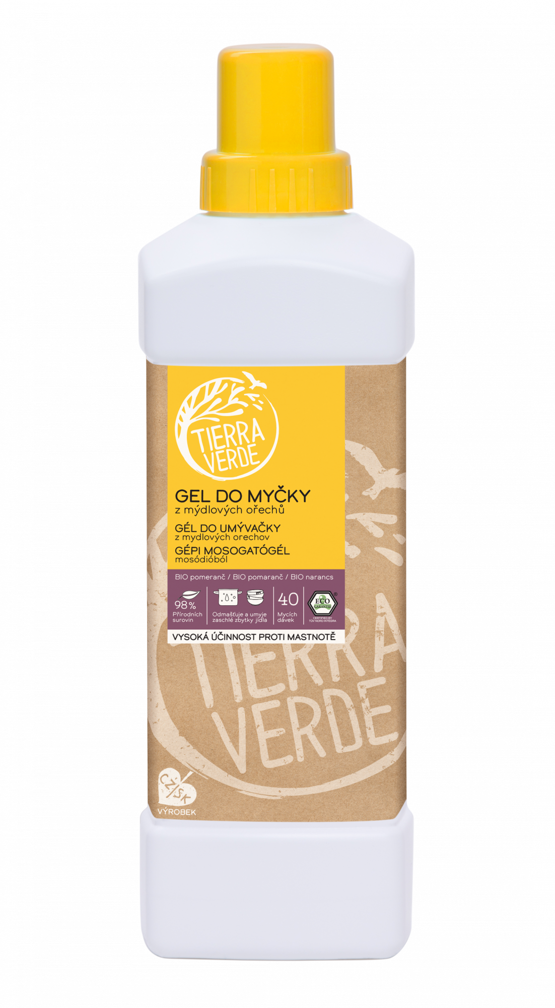 Tierra Verde Gel do myčky na nádobí - INOVACE - 1 l - z mýdlových ořechů v bio kvalitě