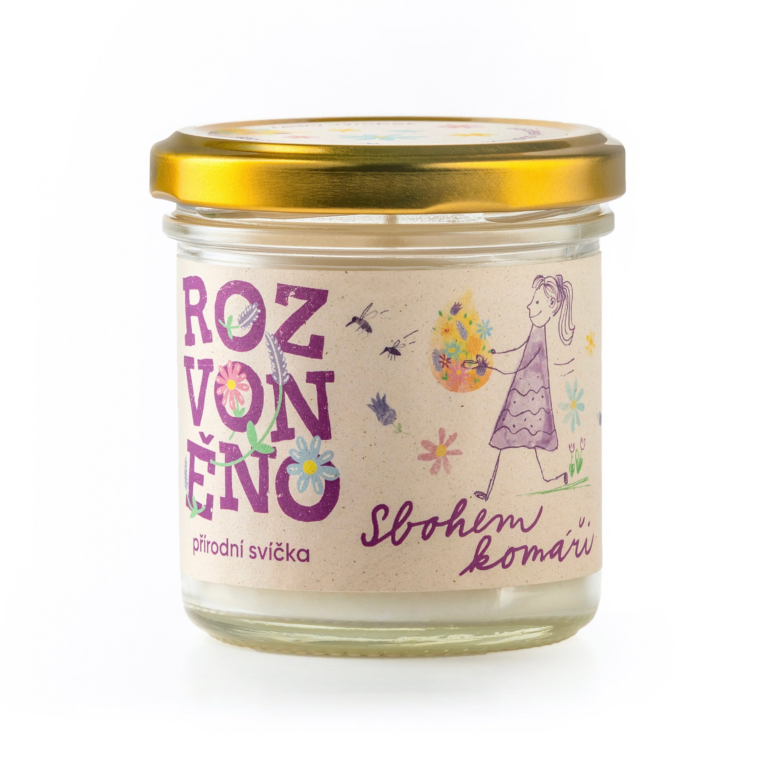 Rozvoněno Vonná svíčka - Sbohem komáři (130 ml) - s levandulí a citronovou trávou