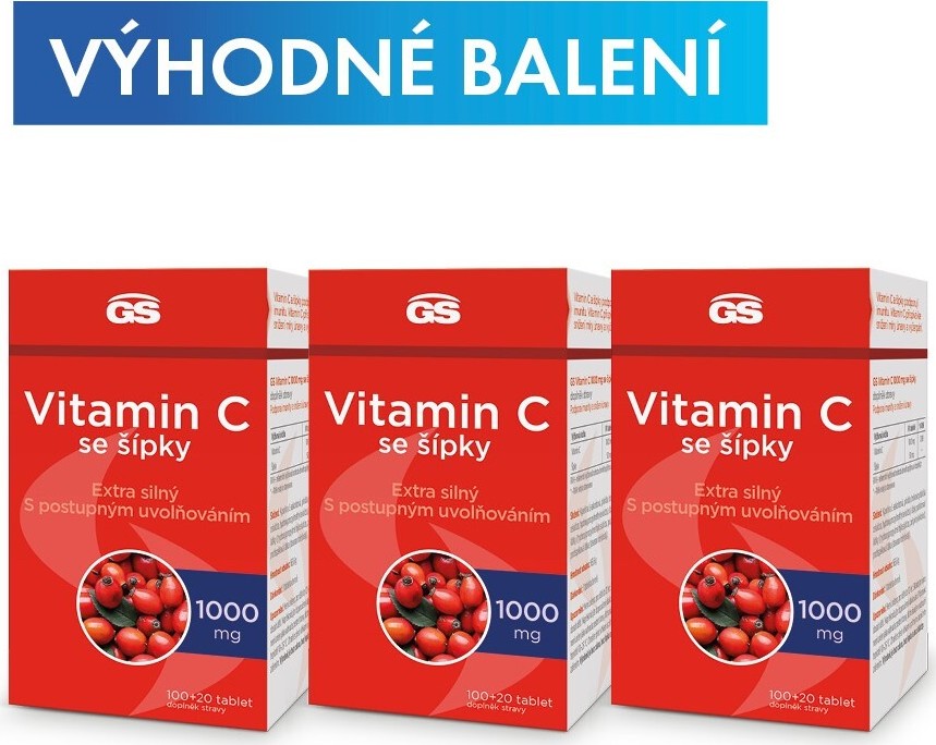 GS Vitamin C1000 se šípky tbl.100+20 - balení 3 ks