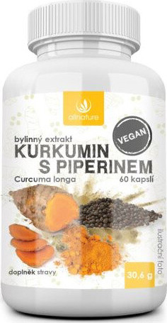 Allnature Kurkumin s piperinem bylinný extrakt cps.60