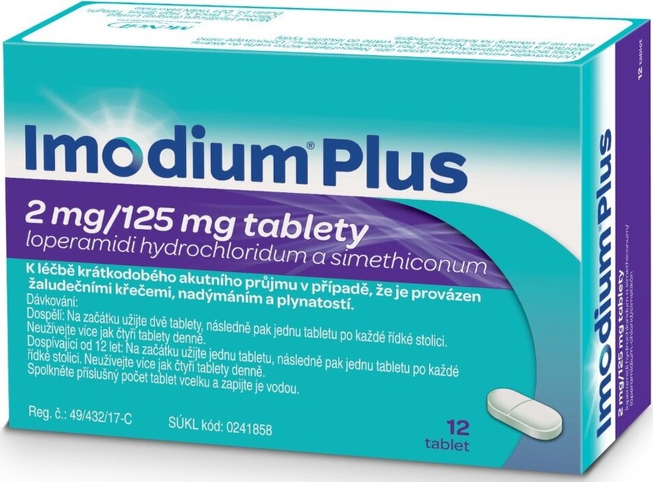 IMODIUM PLUS 2MG/125MG TBL NOB 12