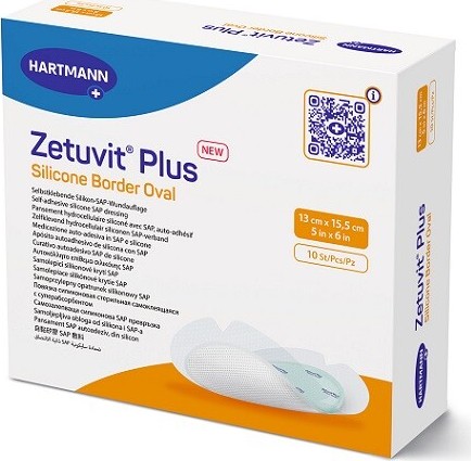 Zetuvit Plus Silicone Border Oval 13 x 15