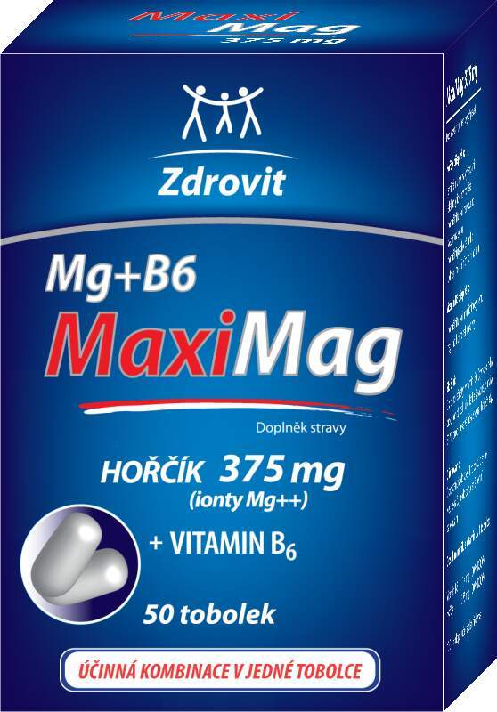 MaxiMag Hořčík 375mg+B6 50 tobolek