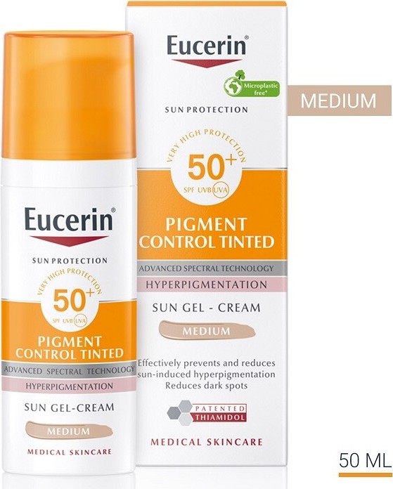 EUCERIN SUN Emulze na opalování na obličej Pigment Control SPF50+ středně tmavá 50 ml