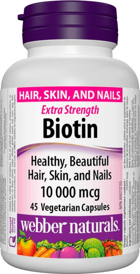 Webber naturals Biotin 10 000 mcg 45 kapslí